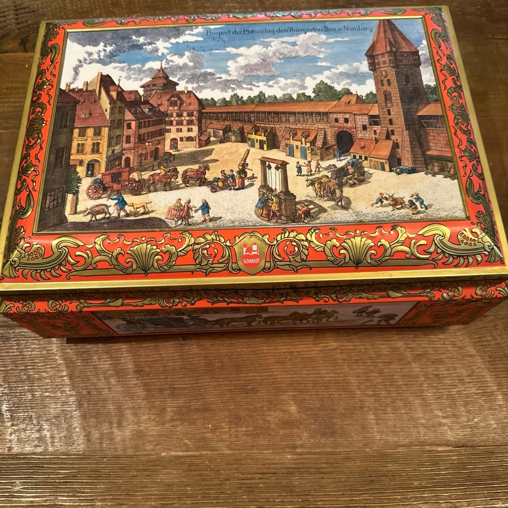 Vintage 1984 E Otto Schmidt Lubkuchen 16" x 12" Metal Tin Made in West Germany
